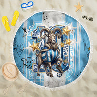 El Diez Argentina GOAT 10 Football Beach Blanket Goat Mascot King Crown Graffiti Art