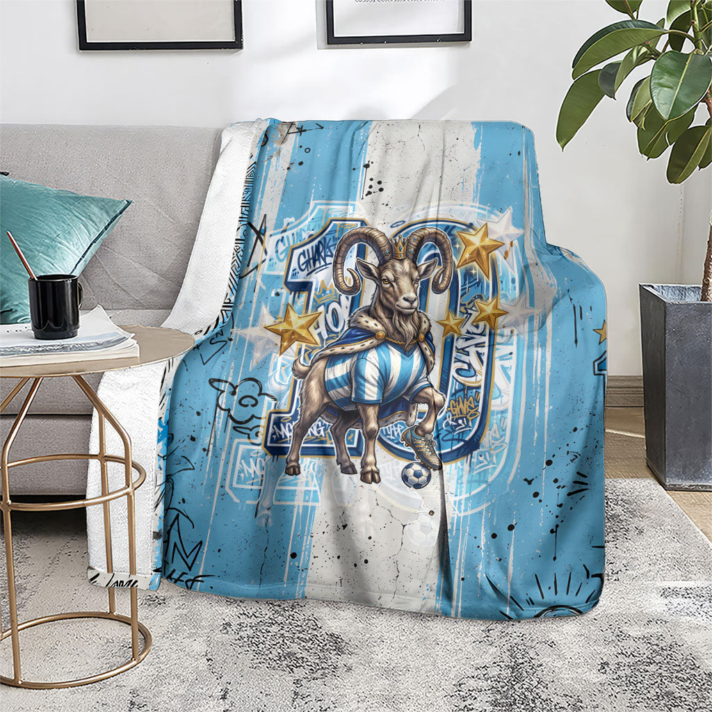 El Diez Argentina GOAT 10 Football Blanket Goat Mascot King Crown Graffiti Art
