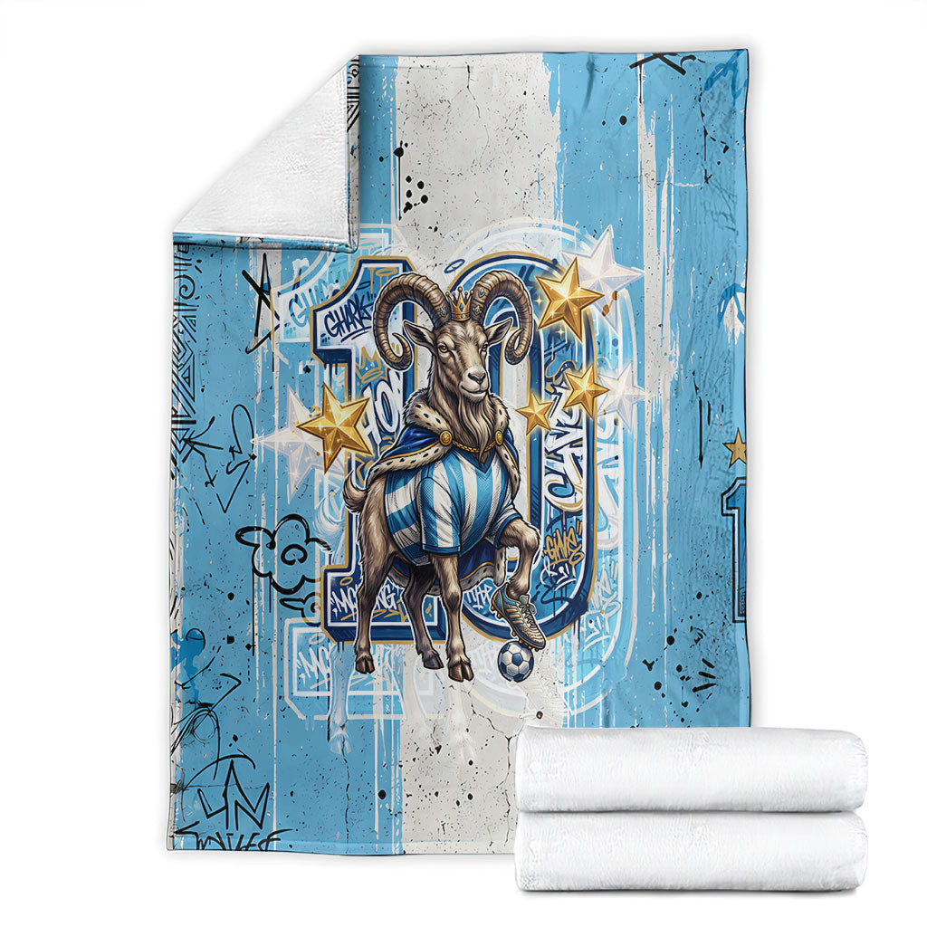 El Diez Argentina GOAT 10 Football Blanket Goat Mascot King Crown Graffiti Art