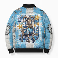 El Diez Argentina GOAT 10 Football Bomber Puffer Jacket Goat Mascot King Crown Graffiti Art