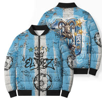 El Diez Argentina GOAT 10 Football Bomber Puffer Jacket Goat Mascot King Crown Graffiti Art