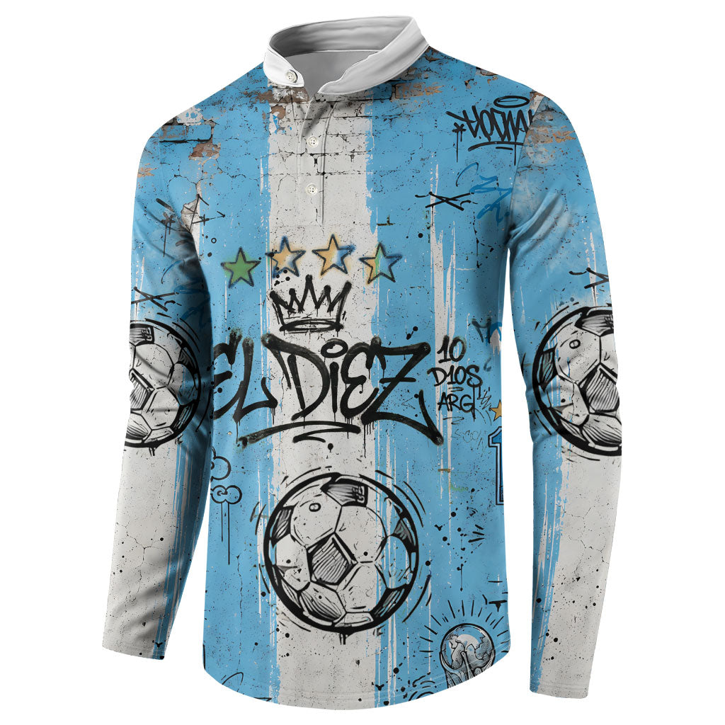 El Diez Argentina GOAT 10 Football Button Sweatshirt Goat Mascot King Crown Graffiti Art