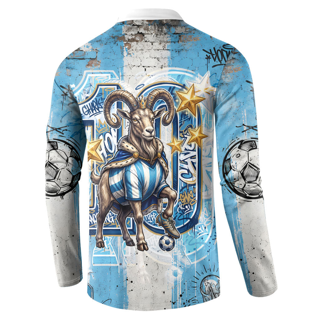 El Diez Argentina GOAT 10 Football Button Sweatshirt Goat Mascot King Crown Graffiti Art