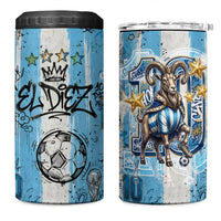 El Diez Argentina GOAT 10 Football 4 in 1 Can Cooler Tumbler Goat Mascot King Crown Graffiti Art