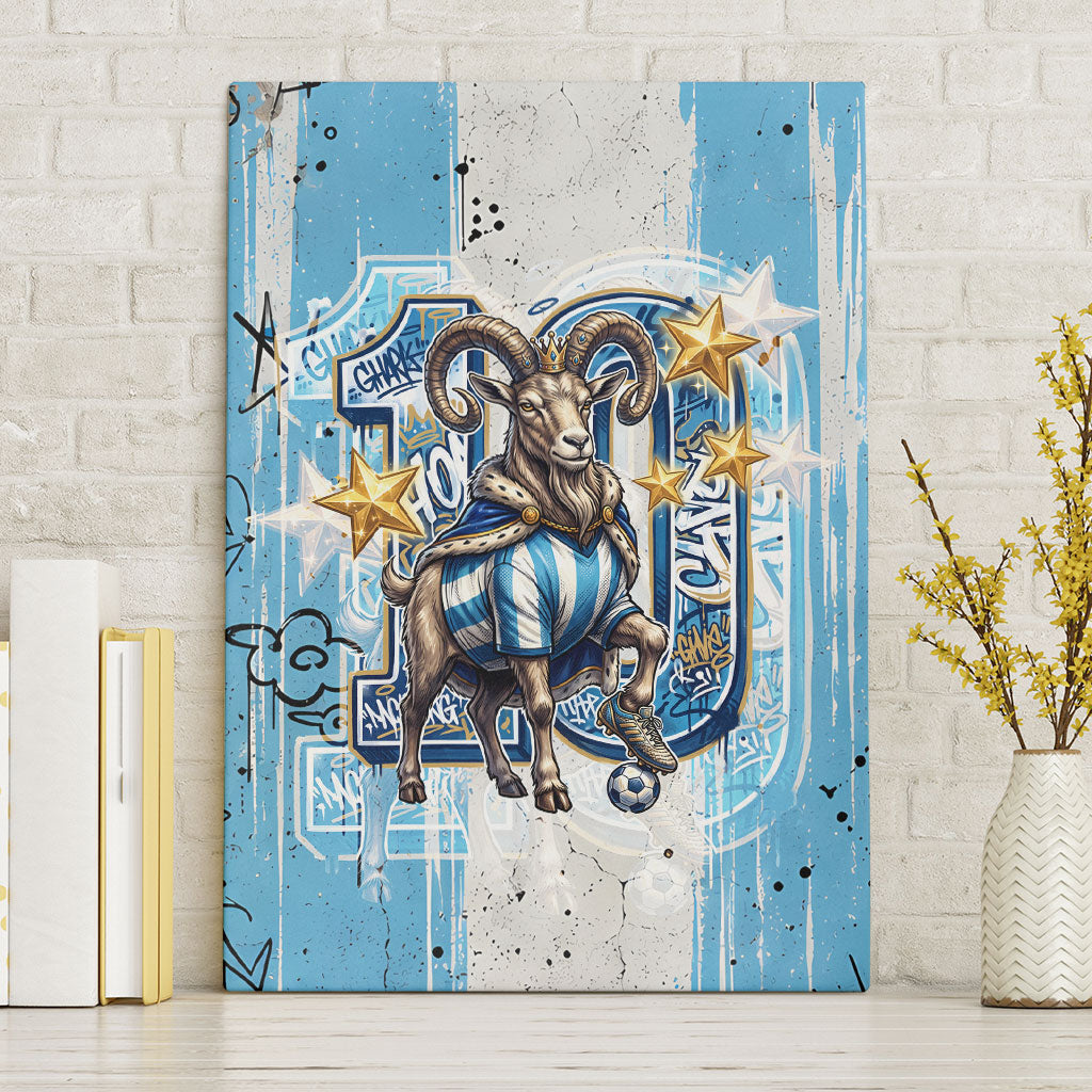 El Diez Argentina GOAT 10 Football Canvas Wall Art Goat Mascot King Crown Graffiti Art
