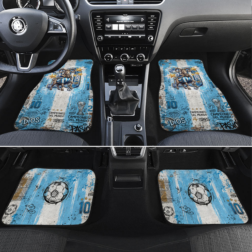 El Diez Argentina GOAT 10 Football Car Mats Goat Mascot King Crown Graffiti Art