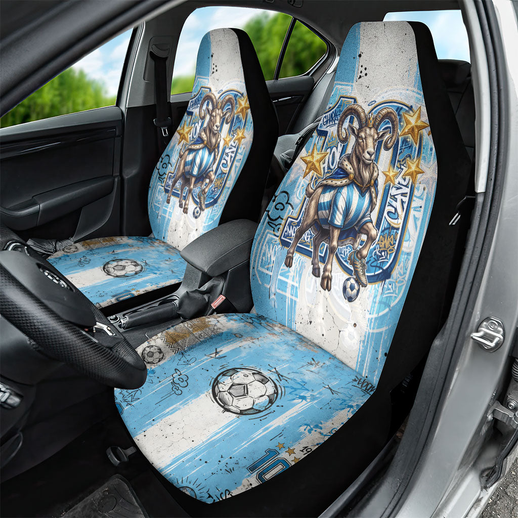 El Diez Argentina GOAT 10 Football Car Seat Cover Goat Mascot King Crown Graffiti Art