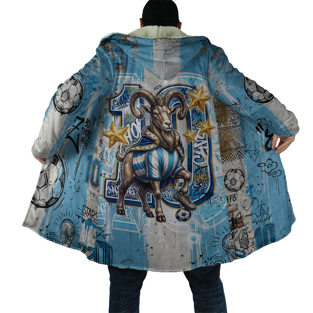 El Diez Argentina GOAT 10 Football Cloak Goat Mascot King Crown Graffiti Art