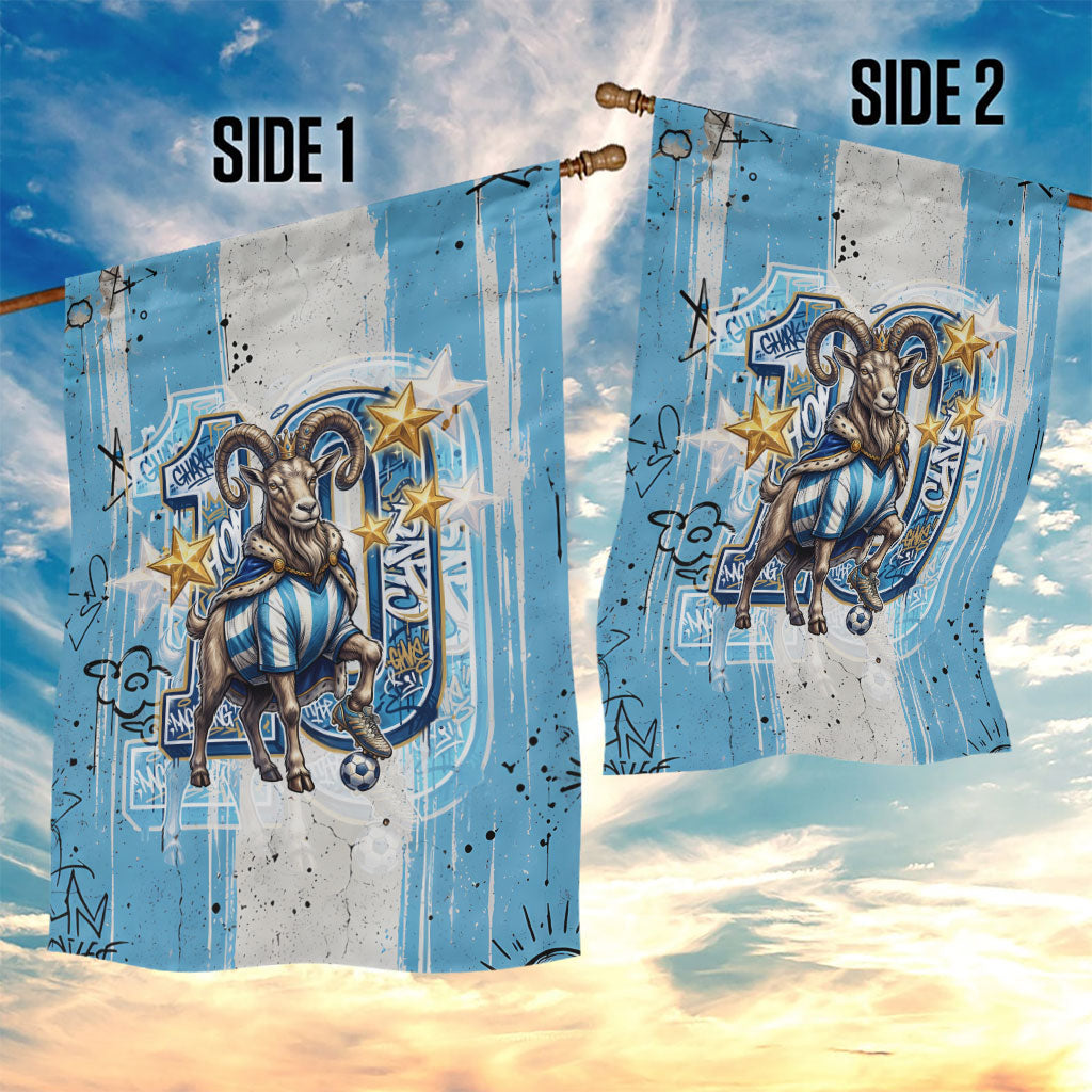 El Diez Argentina GOAT 10 Football Garden Flag Goat Mascot King Crown Graffiti Art