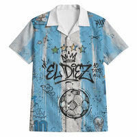 El Diez Argentina GOAT 10 Football Hawaiian Shirt Goat Mascot King Crown Graffiti Art