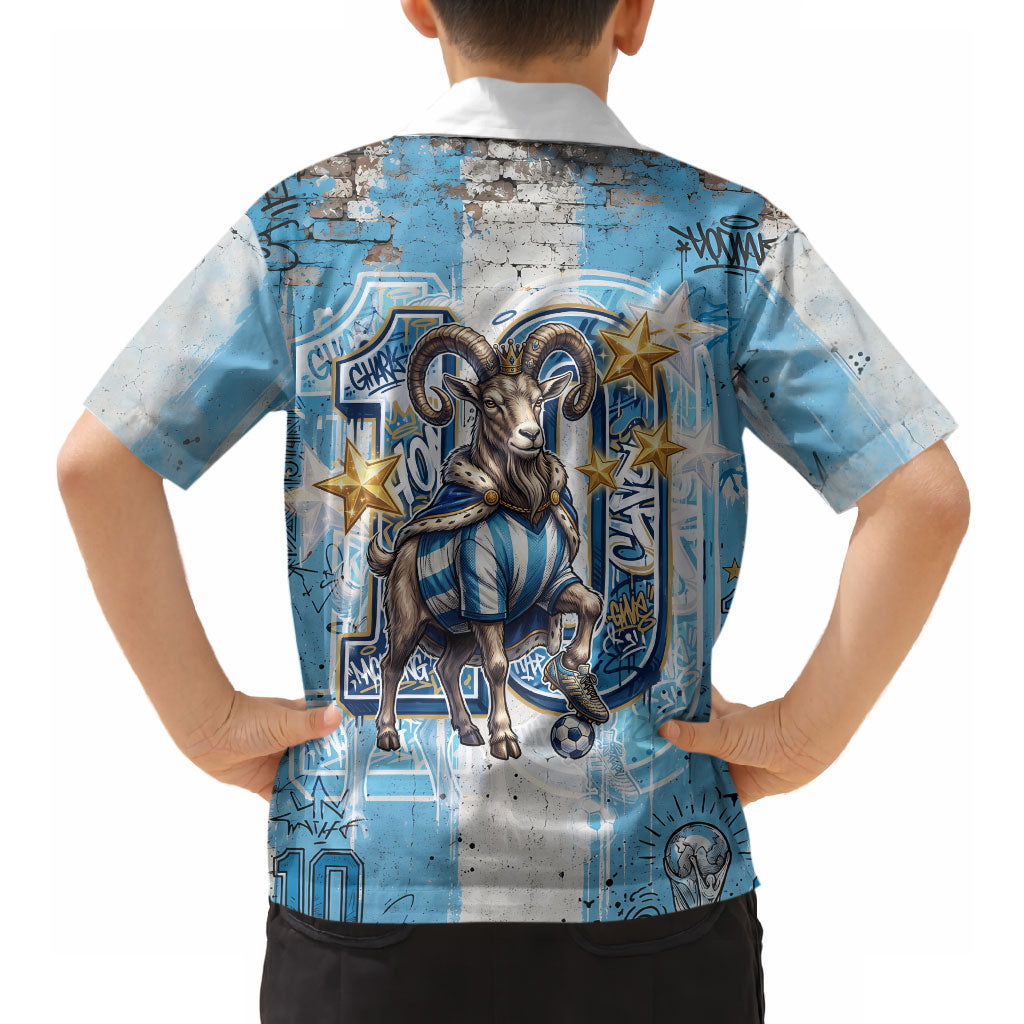 El Diez Argentina GOAT 10 Football Hawaiian Shirt Goat Mascot King Crown Graffiti Art