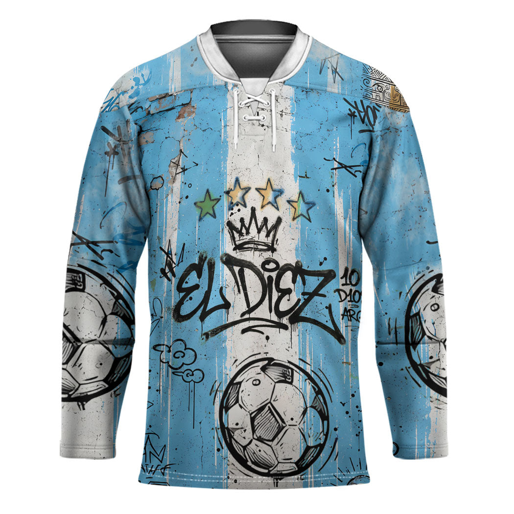 El Diez Argentina GOAT 10 Football Hockey Jersey Goat Mascot King Crown Graffiti Art
