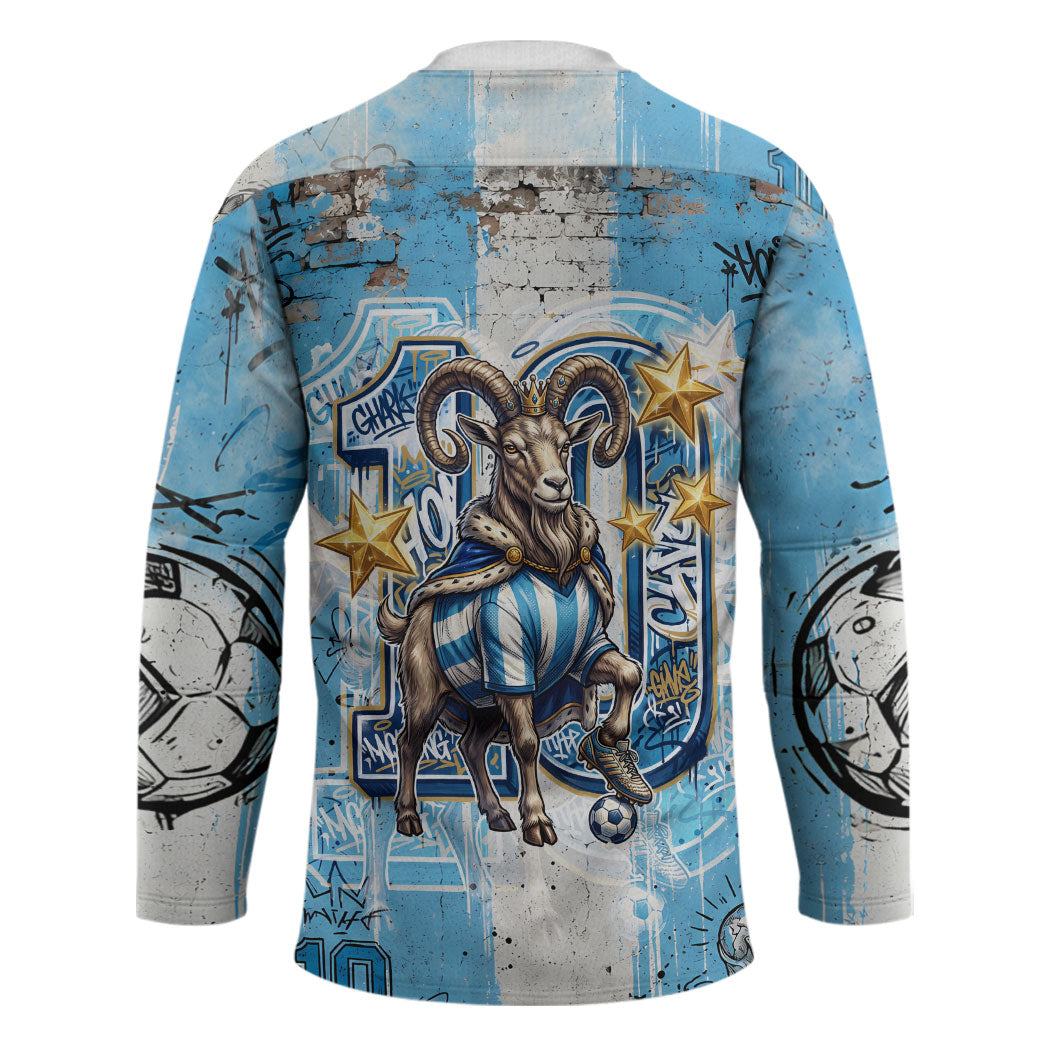 El Diez Argentina GOAT 10 Football Hockey Jersey Goat Mascot King Crown Graffiti Art