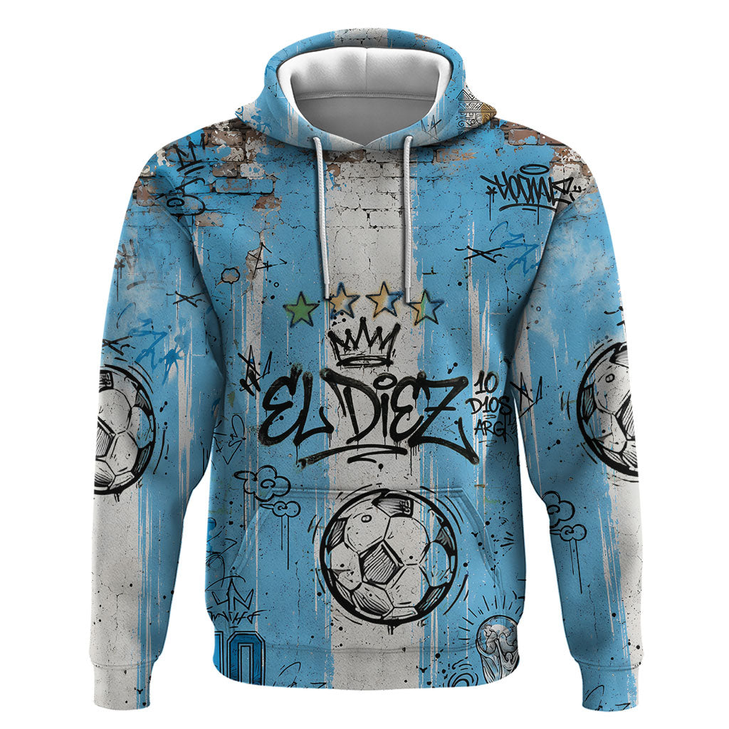 El Diez Argentina GOAT 10 Football Hoodie Goat Mascot King Crown Graffiti Art
