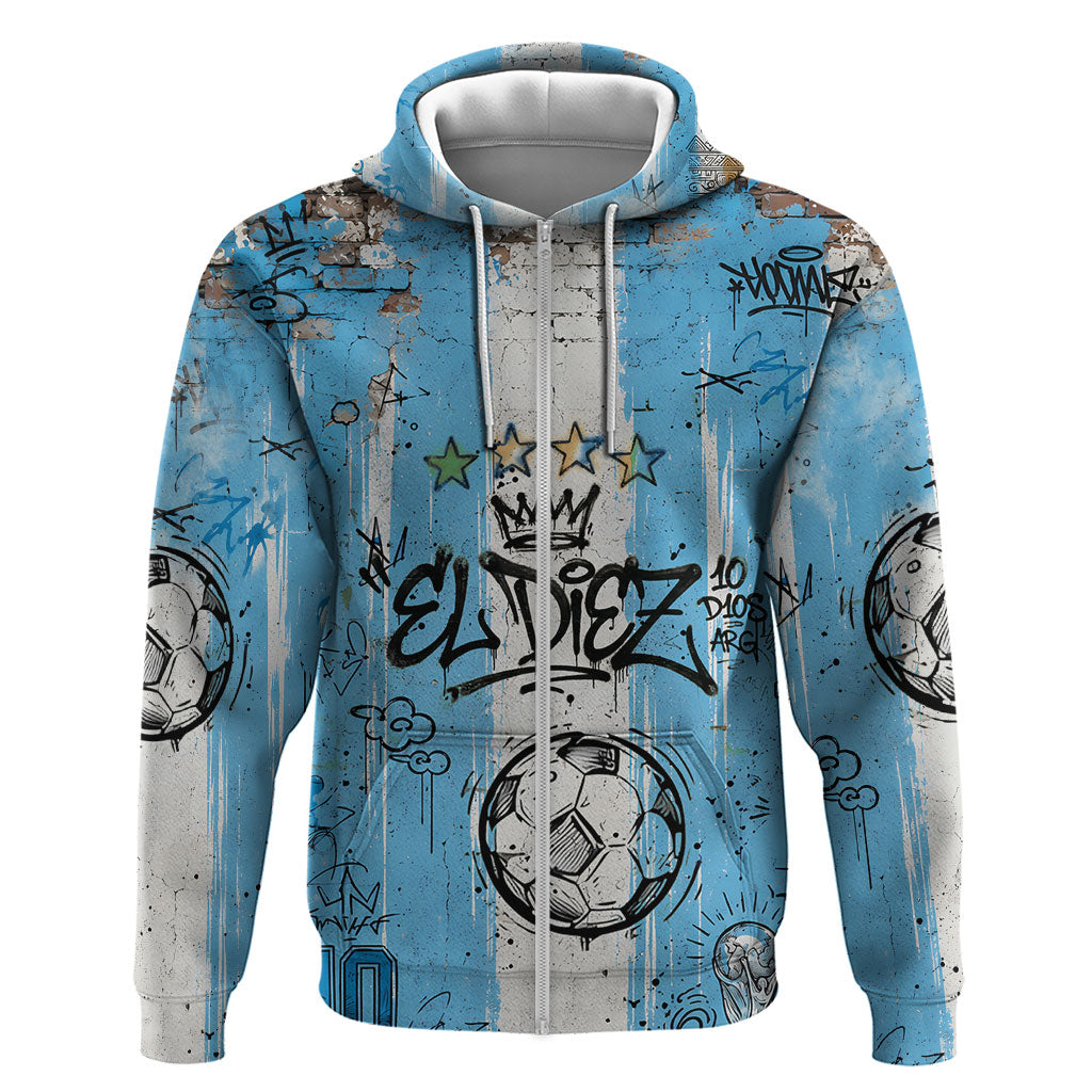 El Diez Argentina GOAT 10 Football Hoodie Goat Mascot King Crown Graffiti Art