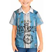 El Diez Argentina GOAT 10 Football Kid Hawaiian Shirt Goat Mascot King Crown Graffiti Art