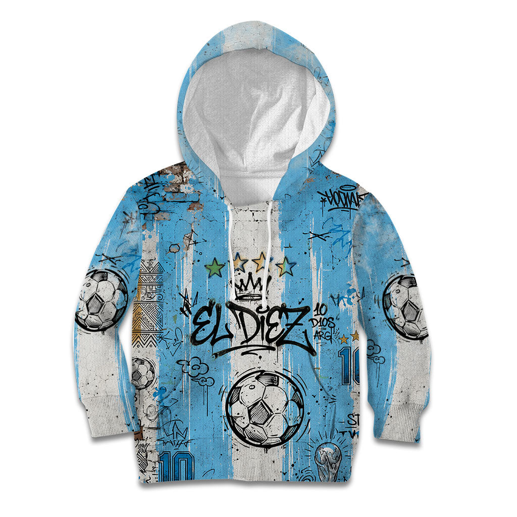 El Diez Argentina GOAT 10 Football Kid Hoodie Goat Mascot King Crown Graffiti Art