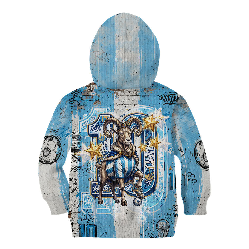 El Diez Argentina GOAT 10 Football Kid Hoodie Goat Mascot King Crown Graffiti Art