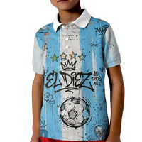 El Diez Argentina GOAT 10 Football Kid Polo Shirt Goat Mascot King Crown Graffiti Art