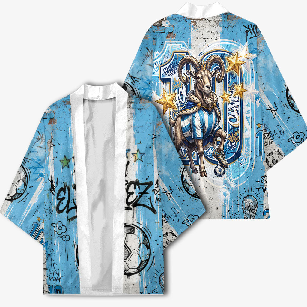 El Diez Argentina GOAT 10 Football Kimono Goat Mascot King Crown Graffiti Art