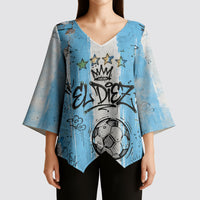 El Diez Argentina GOAT 10 Football Kimono Sleeve Blouse Goat Mascot King Crown Graffiti Art
