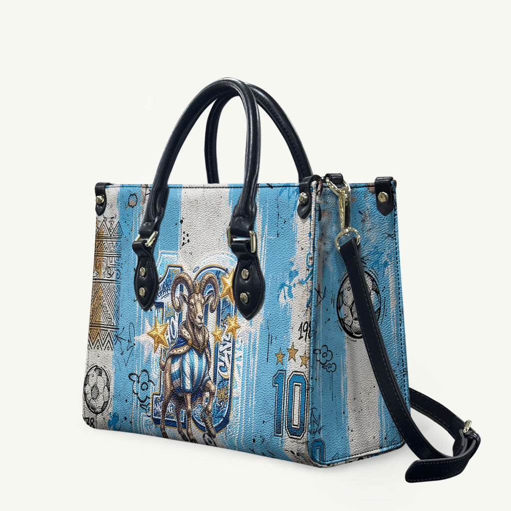 El Diez Argentina GOAT 10 Football Leather Bag Goat Mascot King Crown Graffiti Art