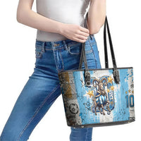 El Diez Argentina GOAT 10 Football Leather Tote Bag Goat Mascot King Crown Graffiti Art