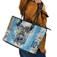 El Diez Argentina GOAT 10 Football Leather Tote Bag Goat Mascot King Crown Graffiti Art