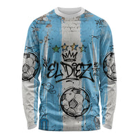 El Diez Argentina GOAT 10 Football Long Sleeve Shirt Goat Mascot King Crown Graffiti Art