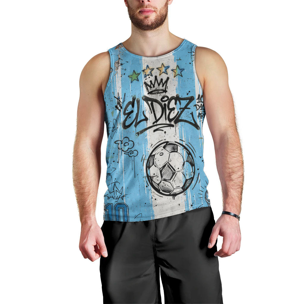 El Diez Argentina GOAT 10 Football Men Tank Top Goat Mascot King Crown Graffiti Art