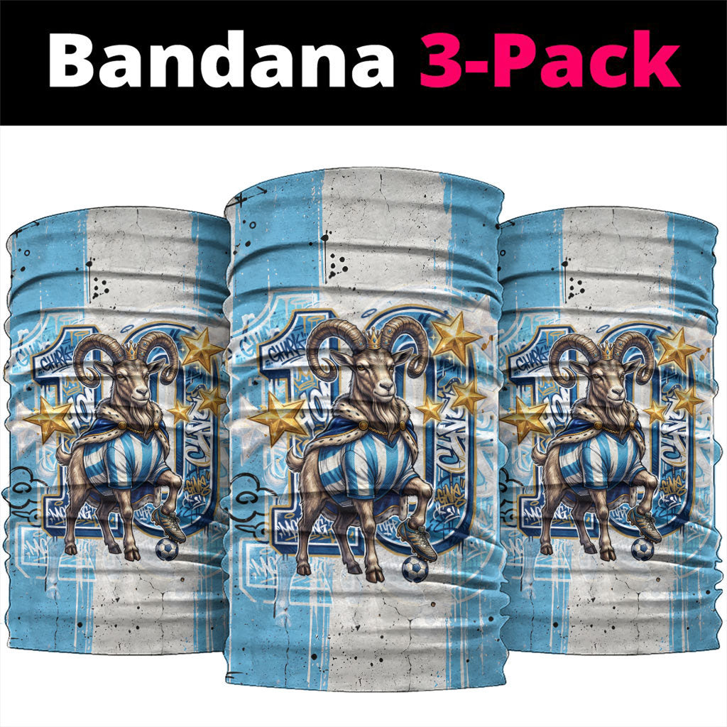 El Diez Argentina GOAT 10 Football Neck Gaiter Goat Mascot King Crown Graffiti Art