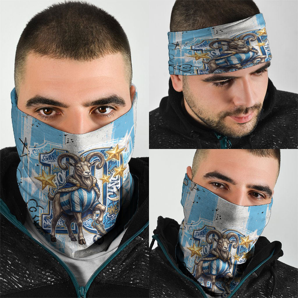 El Diez Argentina GOAT 10 Football Neck Gaiter Goat Mascot King Crown Graffiti Art