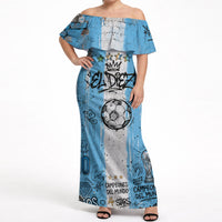 El Diez Argentina GOAT 10 Football Off Shoulder Maxi Dress Goat Mascot King Crown Graffiti Art