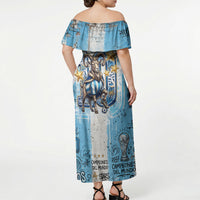 El Diez Argentina GOAT 10 Football Off Shoulder Maxi Dress Goat Mascot King Crown Graffiti Art