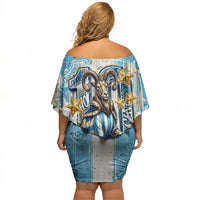 El Diez Argentina GOAT 10 Football Off Shoulder Short Dress Goat Mascot King Crown Graffiti Art