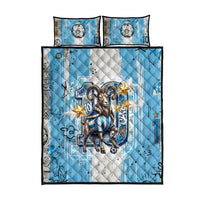 El Diez Argentina GOAT 10 Football Quilt Bed Set Goat Mascot King Crown Graffiti Art