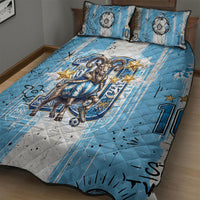 El Diez Argentina GOAT 10 Football Quilt Bed Set Goat Mascot King Crown Graffiti Art