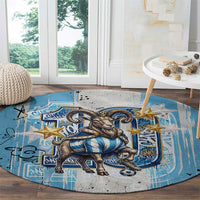 El Diez Argentina GOAT 10 Football Round Carpet Goat Mascot King Crown Graffiti Art