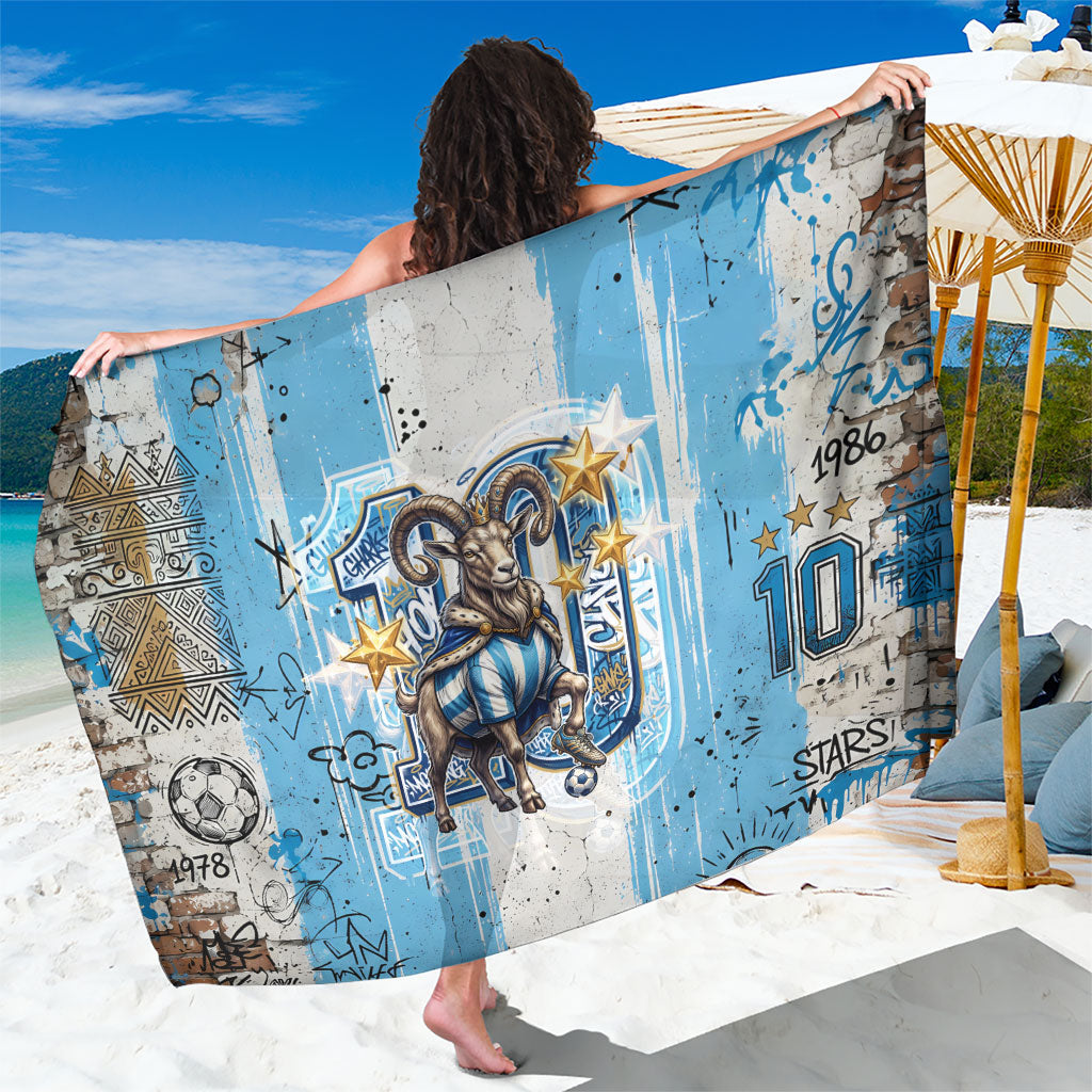 El Diez Argentina GOAT 10 Football Sarong Goat Mascot King Crown Graffiti Art