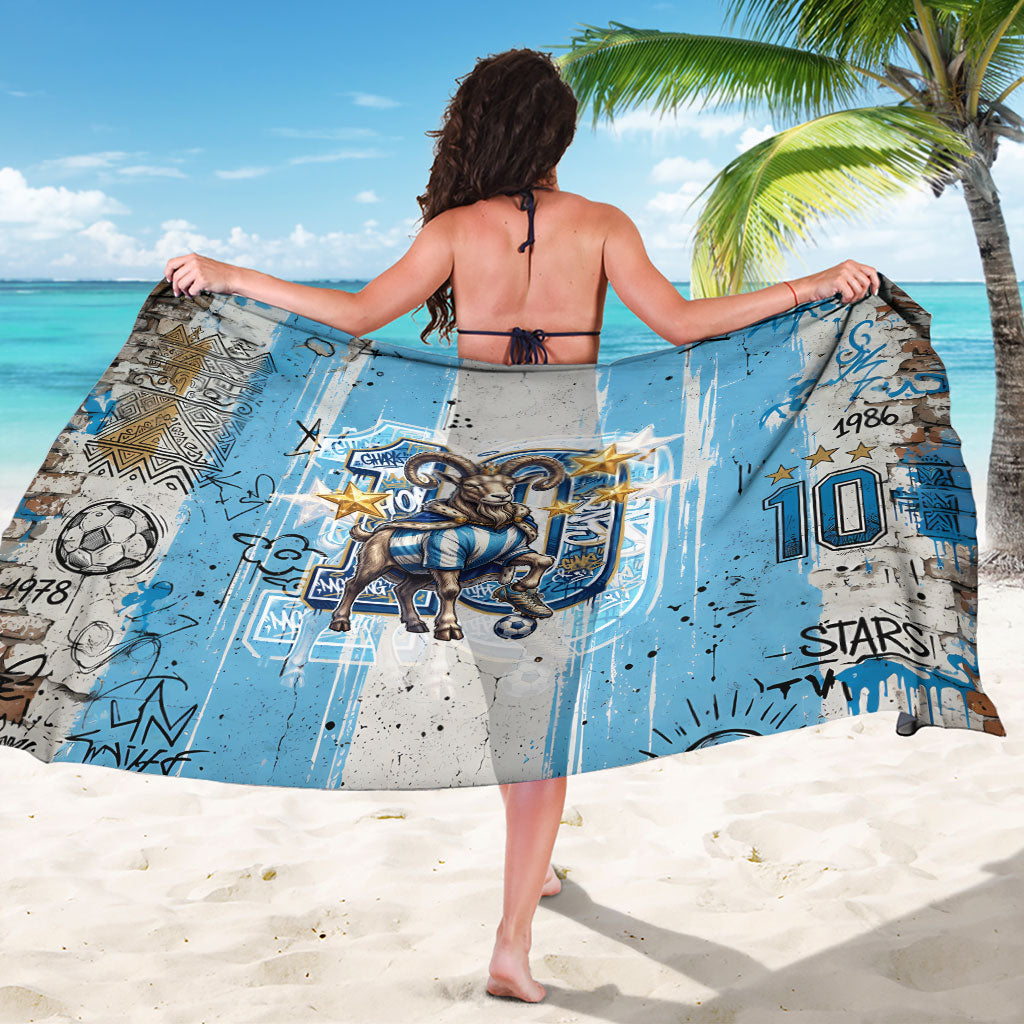 El Diez Argentina GOAT 10 Football Sarong Goat Mascot King Crown Graffiti Art