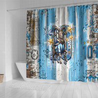El Diez Argentina GOAT 10 Football Shower Curtain Goat Mascot King Crown Graffiti Art