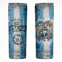 El Diez Argentina GOAT 10 Football Skinny Tumbler Goat Mascot King Crown Graffiti Art