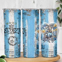 El Diez Argentina GOAT 10 Football Skinny Tumbler Goat Mascot King Crown Graffiti Art