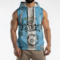 El Diez Argentina GOAT 10 Football Sleeveless Hoodie Goat Mascot King Crown Graffiti Art
