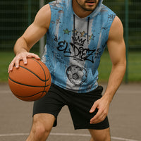 El Diez Argentina GOAT 10 Football Sleeveless Hoodie Goat Mascot King Crown Graffiti Art