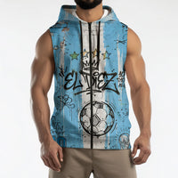 El Diez Argentina GOAT 10 Football Sleeveless Zip Hoodie Goat Mascot King Crown Graffiti Art
