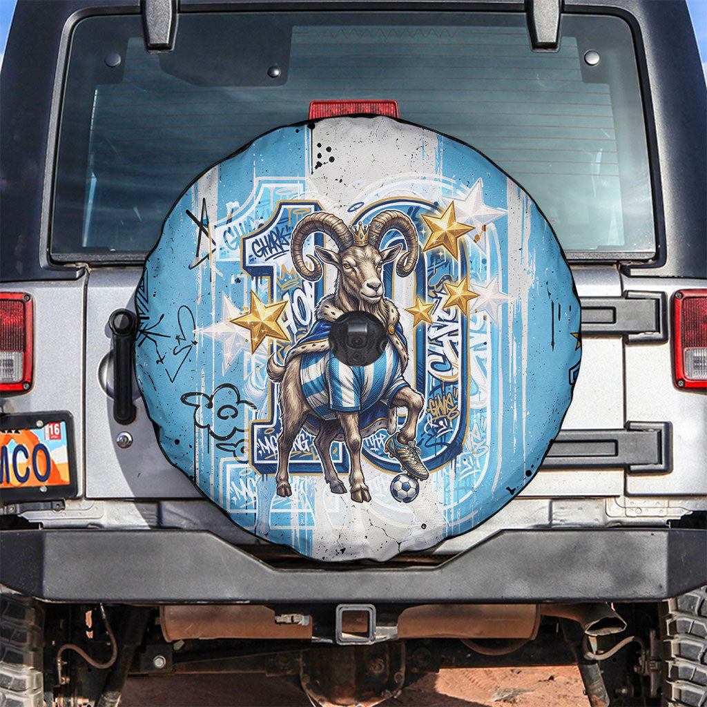 El Diez Argentina GOAT 10 Football Spare Tire Cover Goat Mascot King Crown Graffiti Art