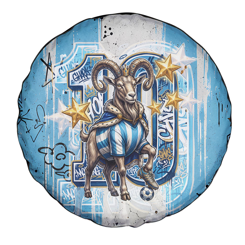 El Diez Argentina GOAT 10 Football Spare Tire Cover Goat Mascot King Crown Graffiti Art