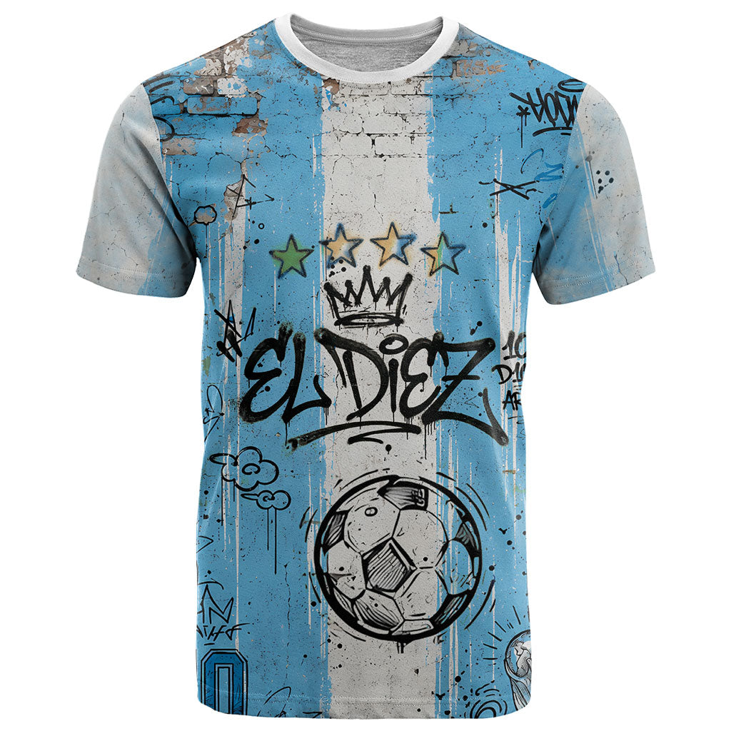 El Diez Argentina GOAT 10 Football T Shirt Goat Mascot King Crown Graffiti Art