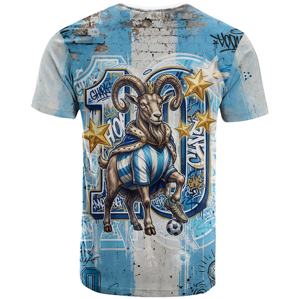 El Diez Argentina GOAT 10 Football T Shirt Goat Mascot King Crown Graffiti Art